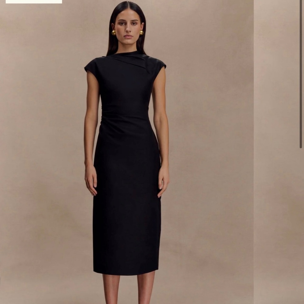 LORENA Cotton Midi Dress in Black - S & M